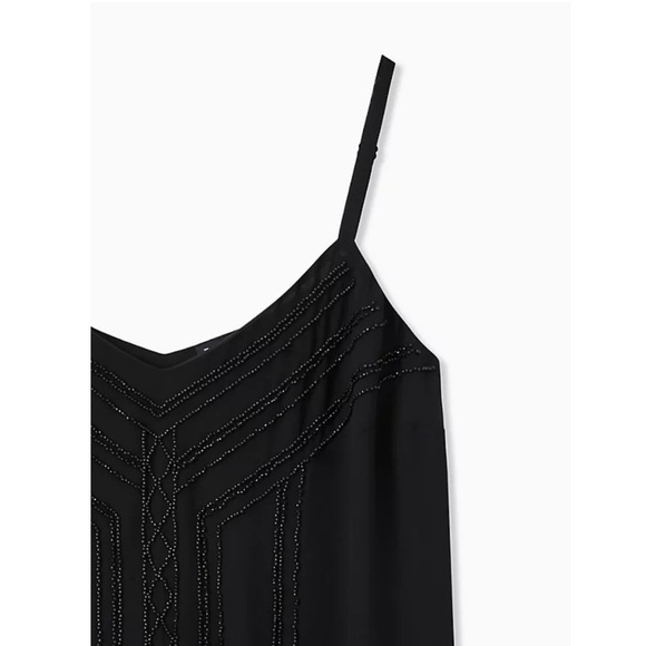 Torrid size 3 Beaded BLACK CHIFFON SWING CAMI - Picture 6 of 10